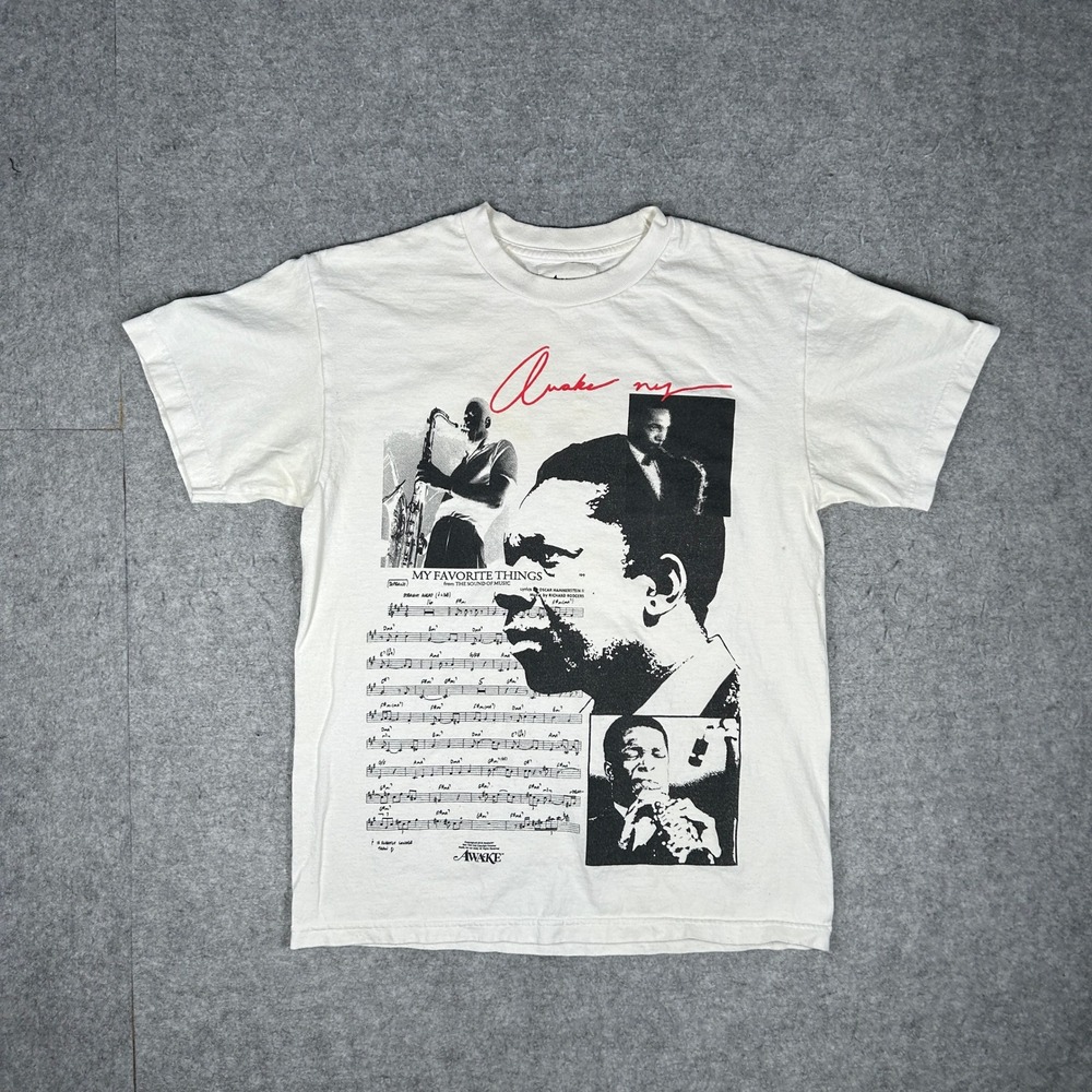 Awake NY T-Shirt Mens Medium White John Coltrane Jazz My Favorite Things Graphic
